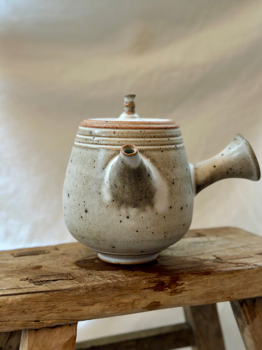 Weathered earth kyusu revolve teapot