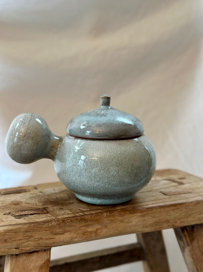 Glacial ash celadon kyusu revolve teapot