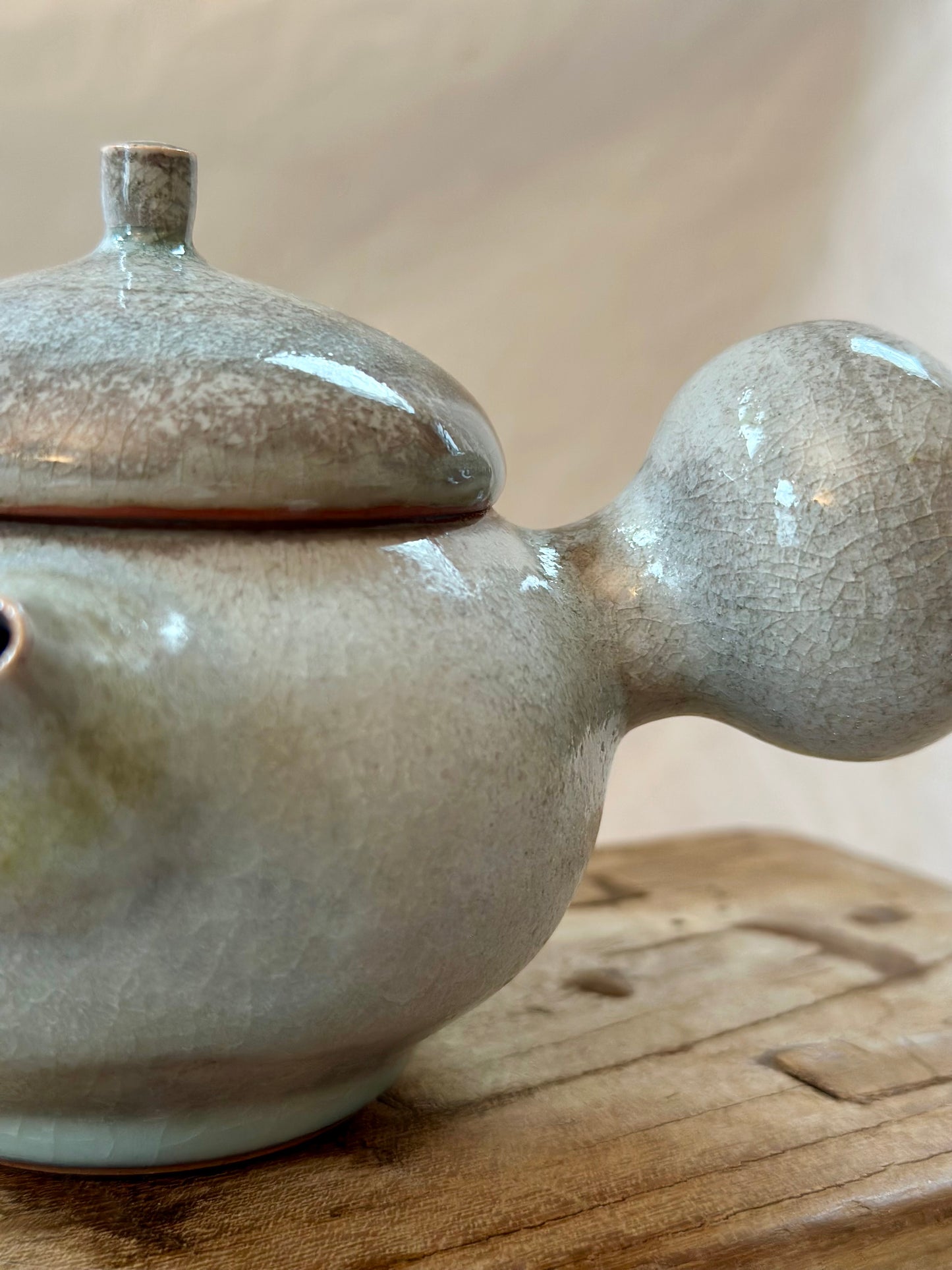 Glacial ash celadon kyusu revolve teapot