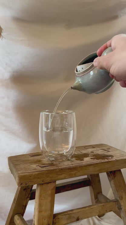 Glacial ash celadon kyusu revolve teapot